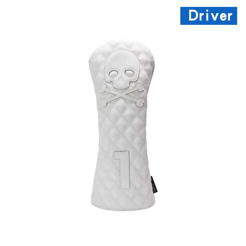 Golf Wood Cover Skull for Driver Fairway Hybrid Waterproof Protector Set PU Leather Soft Durable Golf Club Covers