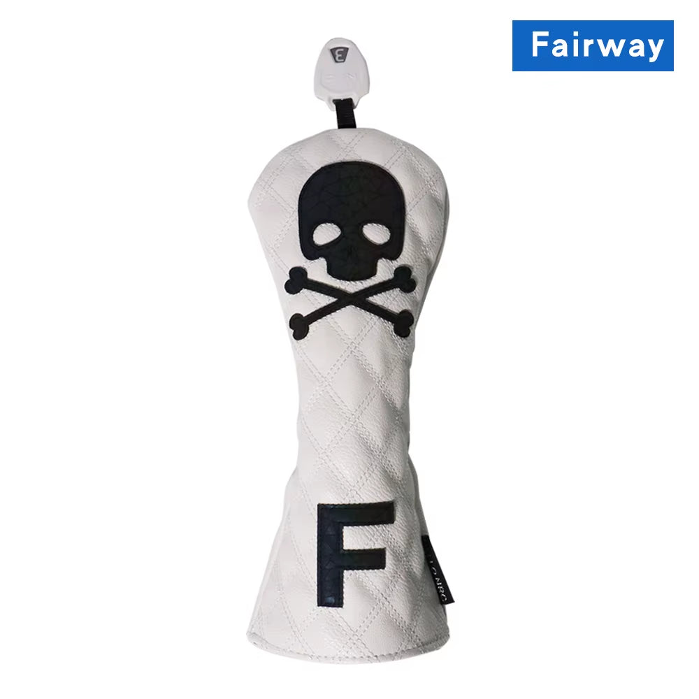 Golf Wood Cover Skull for Driver Fairway Hybrid Waterproof Protector Set PU Leather Soft Durable Golf Club Covers