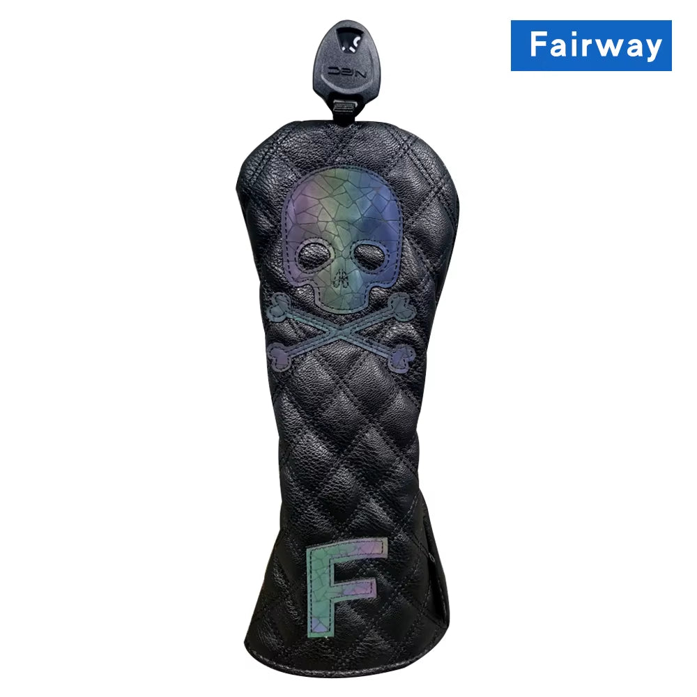 Golf Wood Cover Skull for Driver Fairway Hybrid Waterproof Protector Set PU Leather Soft Durable Golf Club Covers