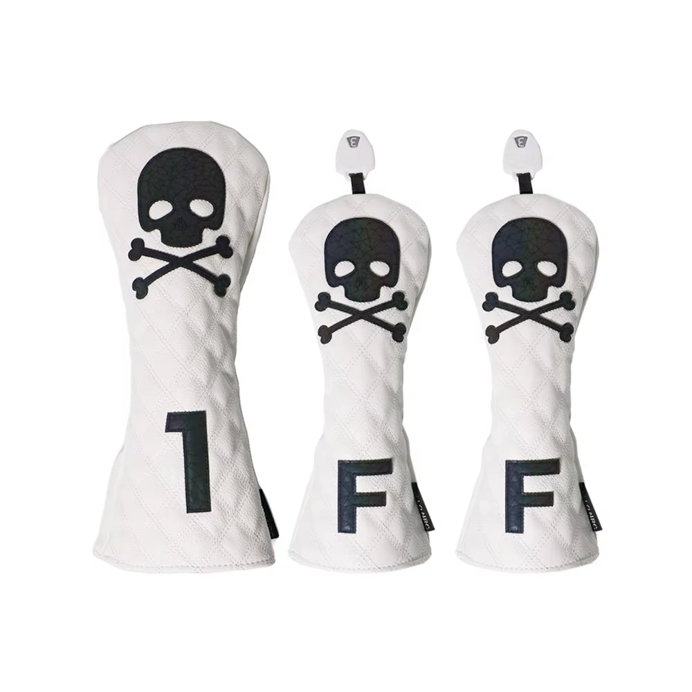 Golf Wood Cover Skull for Driver Fairway Hybrid Waterproof Protector Set PU Leather Soft Durable Golf Club Covers