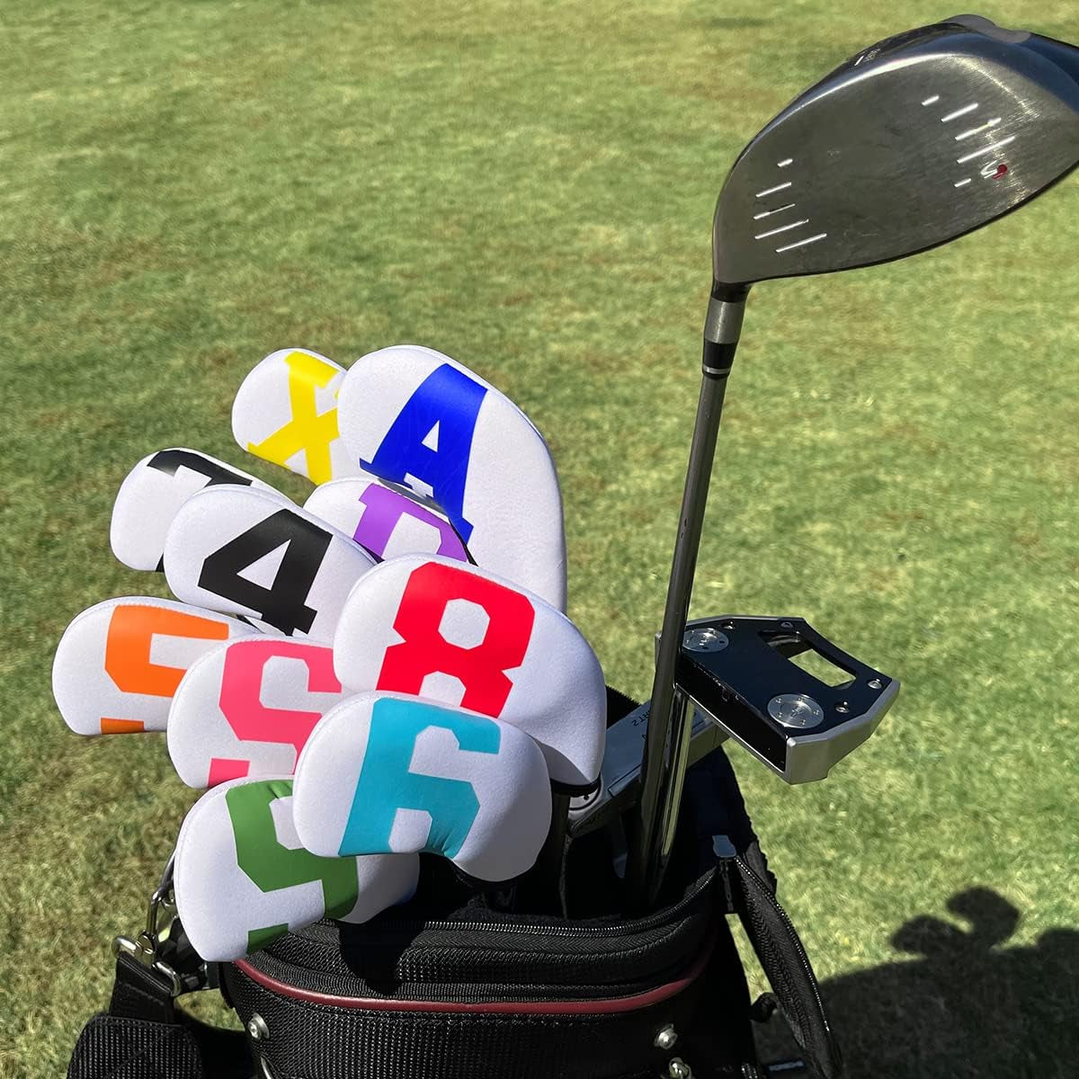 Montale Golf Iron Covers 10Pcs, Golf Iron Head Covers Leather Golf Iron Covers Set Colorful Golf Iron Headcovers,Golf Club Head Covers for Iron Customize & Non-Customiz