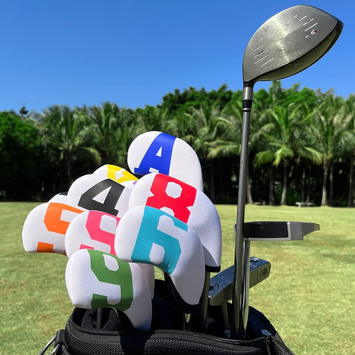 Montale Golf Iron Covers 10Pcs, Golf Iron Head Covers Leather Golf Iron Covers Set Colorful Golf Iron Headcovers,Golf Club Head Covers for Iron Customize & Non-Customiz